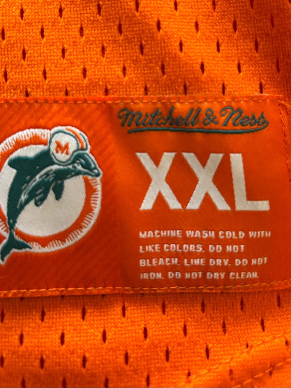 Mitchell & Ness Orange Dolphins Mesh Jersey Tag Detail - Picture 4 of 4